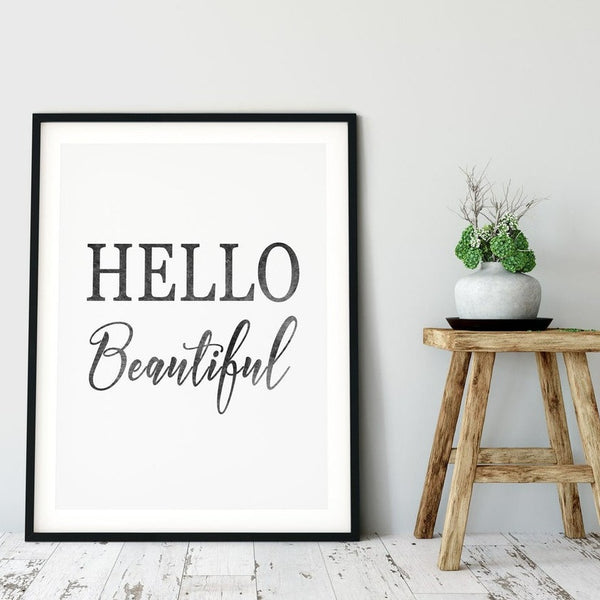 Positive Quotes Poster, Hello Beautiful Print – Studio DiviArts