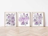 Purple Nursery Decor, Girl Nursery Floral Name Print