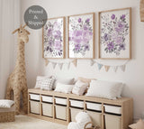 Purple Nursery Decor, Girl Nursery Floral Name Print