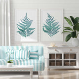 turquoise fern leaf prints set